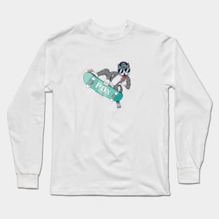 Portland Oregon Skater Cat Long Sleeve T-Shirt